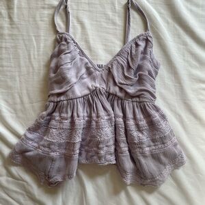 Hollister Lavender Lace Trim Women's Top